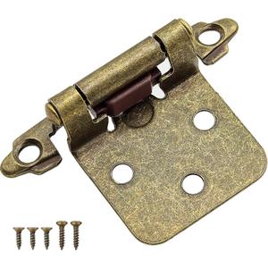 Antique Brass Kitchen Cabinet Hinges Overlay, 50 Pack (25 Pairs) Self Closing Flush Face Mount Cabinet Hardware Hinges for Cabinet Doors