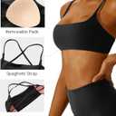 Comper Sports Bra for Women Cross Back Wirefree Workout Bras Lightweight Workouts Bralette with Thin Straps & Removable Pads (S)