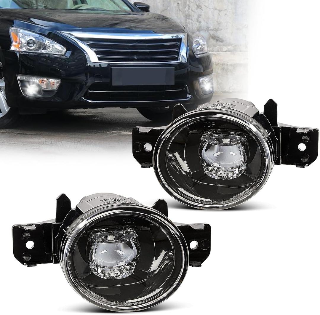 Fog Lights for 2007-2018 Nissan Altima,2007-2014 Maxima,2013-2016 Pathfinder,2012-2019 Versa,2004-2019 Sentra Replacement Kit for 2008-2016 Rogue with LED Bulbs(Clear Lens)
