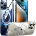 TORRAS Magnetic Ostand for iPhone 15 Pro Max Case, [Military Grade Drop Tested][Compatible with MagSafe][Build in Kickstand] Clear Slim Hard Back Soft Edge Anti-Fingerprint 6.7" 2023, Clear