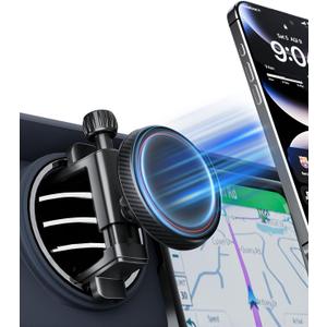 Magnetic Round Vent Car Phone Holder for Jeep Wrangler JL(2018-2025) Gradiator (2020-2024) Compass (2009-2016), Air Vent Car Mount Compatible with MagSafe for iPhone 17 16 15 14 13 12