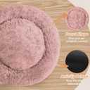 JOLLYVOGUE Calming Dog Bed Medium Size Dog, Anti-Anxiety Donut Medium Pet Bed, 27 inches Fluffy Faux Fur Round Cat Bed (Dark Pink)