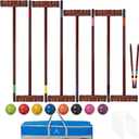 8-Player Croquet Set, 35" & 32" Rubber Mallets, Family Lawn Kit, Medium, Small