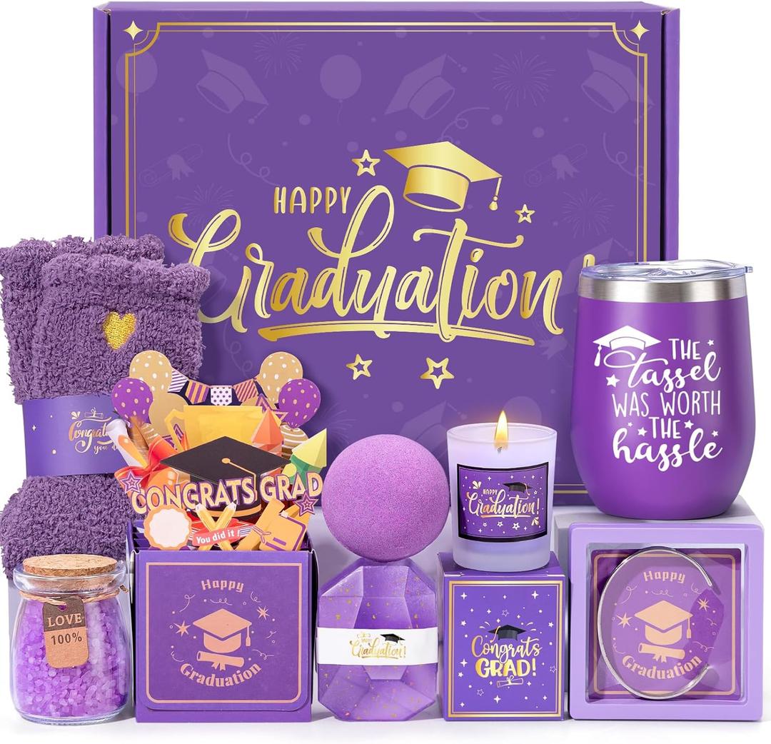 2025 Graduation Gifts for Her,Him,Graduation Gift Set for Women,Funny kindergarten,Preschool College Gift Box,High School,Masters Degree Gifts for Friend,Daughter,Son,Nieces(Purple)