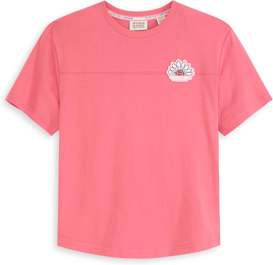 Scotch & Soda Girls' Short Sleeve Fashion Tops, Graphic Tees, Crewneck (Medium, Desert Rose)