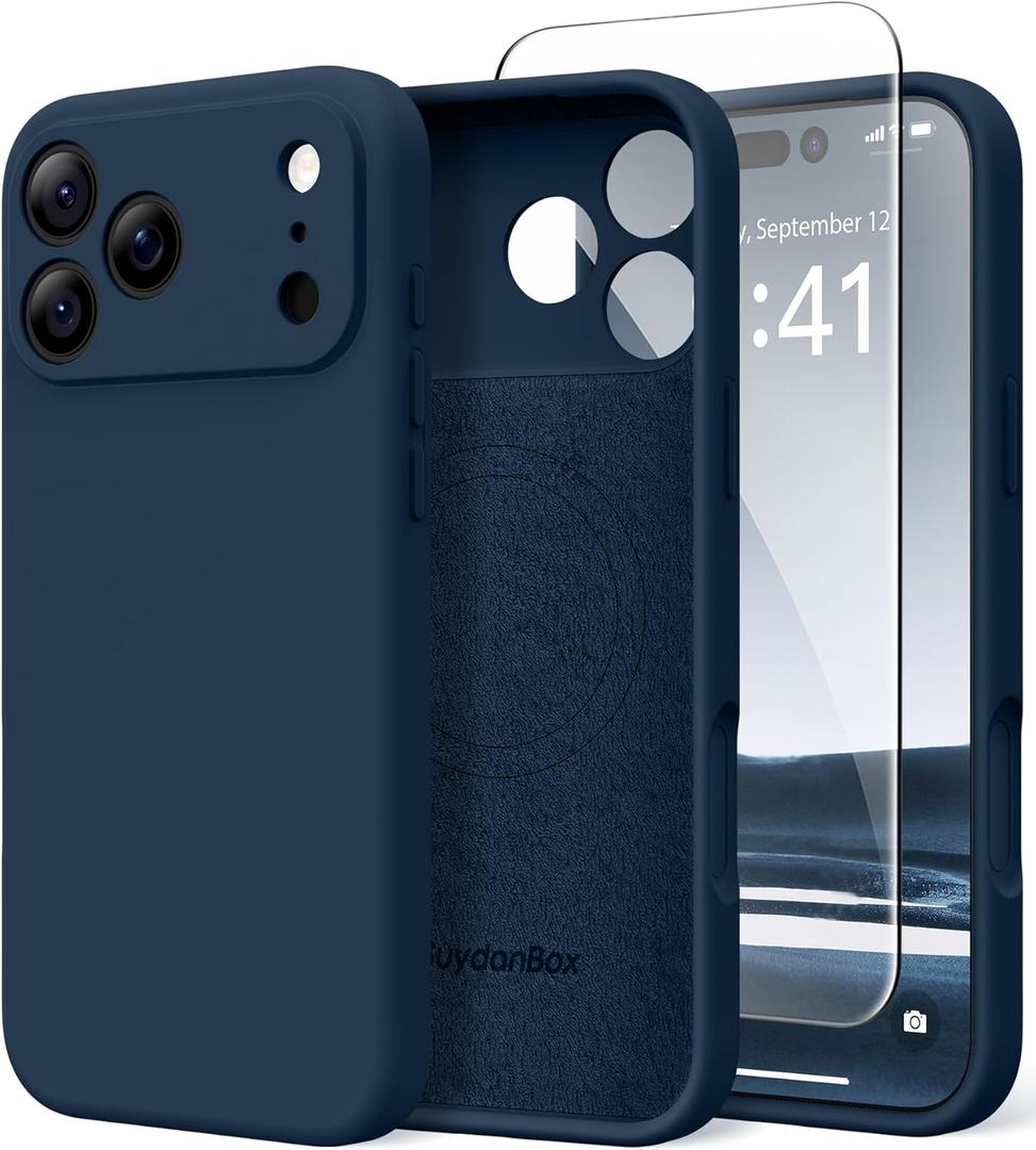 Magnetic for iPhone 17 Pro Max Case, Compatible with MagSafe, [Full Camera Protection][Screen Protector] Silicone Shockproof Protective Phone Case for iPhone 17 Pro Max 6.9", Cobalt Blue