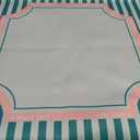 Green Stripe Mahjong Mat 31.5x31.5 Inch, Pink Stripes Decorative Frame Non-Slip and Noise Reduction Mah Jong Table Mat Cover Gifts for Mahjong Lovers Poker Board Games Dominoes