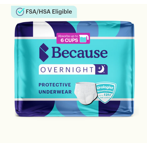 Because Unisex Premium Overnight Plus Pull Up Underwear - Extremely Absorbent, Soft & Comfortable Nighttime Leak Protection - White, XX-Large - Absorbs 6 Cups - 10 Count (Pack of 3, 30 count) Because Unisex Premium Overnight Plus Pull Up Underwear - Extremely Absorbent, Soft & Comfortable Nighttime Leak Protection - White, XX-Large - Absorbs 6 Cups - 10 Count (Pack of 3, 30 count)