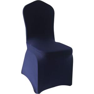 Navy Stretch Spandex Chair Covers - 28 pcs Wedding Party Dining Scuba Elastic Chair Covers (Navy, 28)