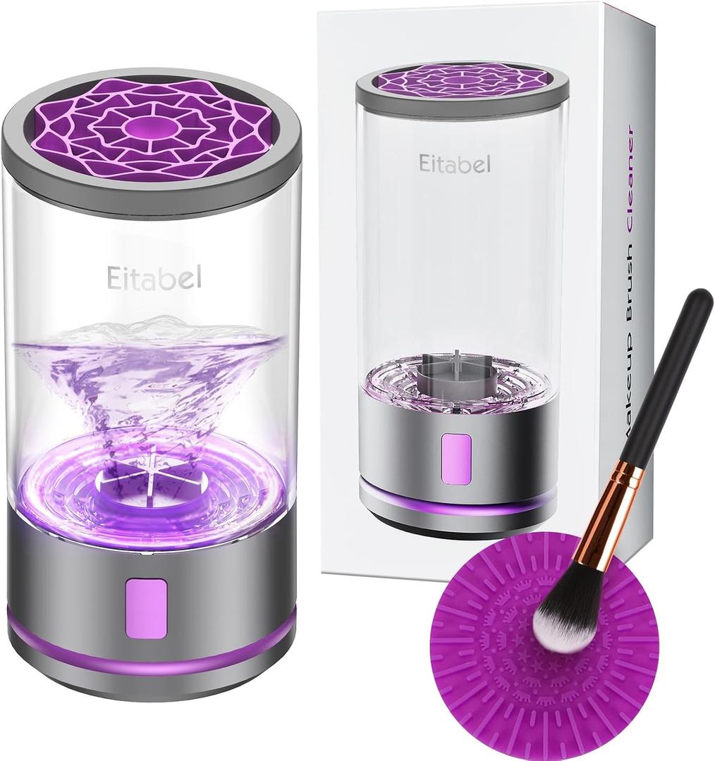 Electric Makeup Brush Cleaner Machine - Automatic Cosmetic Brush Washer, Portable Makeup Brushes Cleanser for All Foundation Brush Types, Fast Deep Cleaning Machine