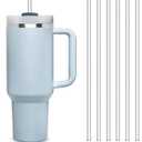 Halm Glass Straws 6x 12 inch Long Replacement Straw for Stanley Quencher Cup 40 oz & 30 oz Plastic-Free Cleaning Brush - Reusable Drinking Straw Dishwasher Safe Made in Germany (Clear)