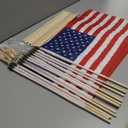 12 Pack 12x18 Inch Handheld American Flags on Stick - Patriotic American Flags for Outside, USA Stick Flag Perfect for Independence Day, Memorial Day, 4th of July Decorations (12)
