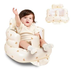 Mengduxd Inflatable Baby Seat, with Built in Air Pump, Inflatable Seat for Babies 3-36 Months for Home, Travel, Camping (Yellow, Bear Head)