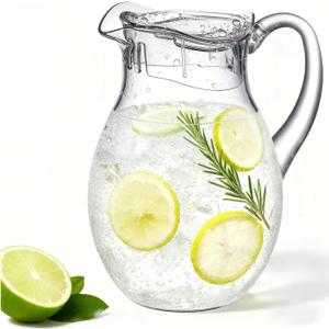 Clear Plastic Pitcher with Lid (72 oz), Unbreakable Water Pitcher with Handle, Fridge Jug, BPA-Free, Shatter-Proof, Great for Iced Tea, Sangria, Lemonade, Juice, Milk, and More