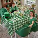 Honellaty St Patricks Day Tablecloth, Rectangle Table Cloth Green Shamrocks Spring Table Cover Waterproof Clover Tablecloths for St Patrick's Day Dining, Picnic, Party (52"x70")
