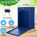 Yaocom 18 x 15 x 7 Inches Wall Mount Locking Mailbox for Outside, Dark Blue