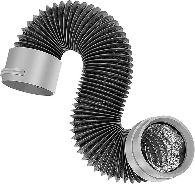 Upgraded 4 Inch Dryer Vent Connector Kit with 5 Feet PVC Hose, Black and White, Single-Rubber Seal