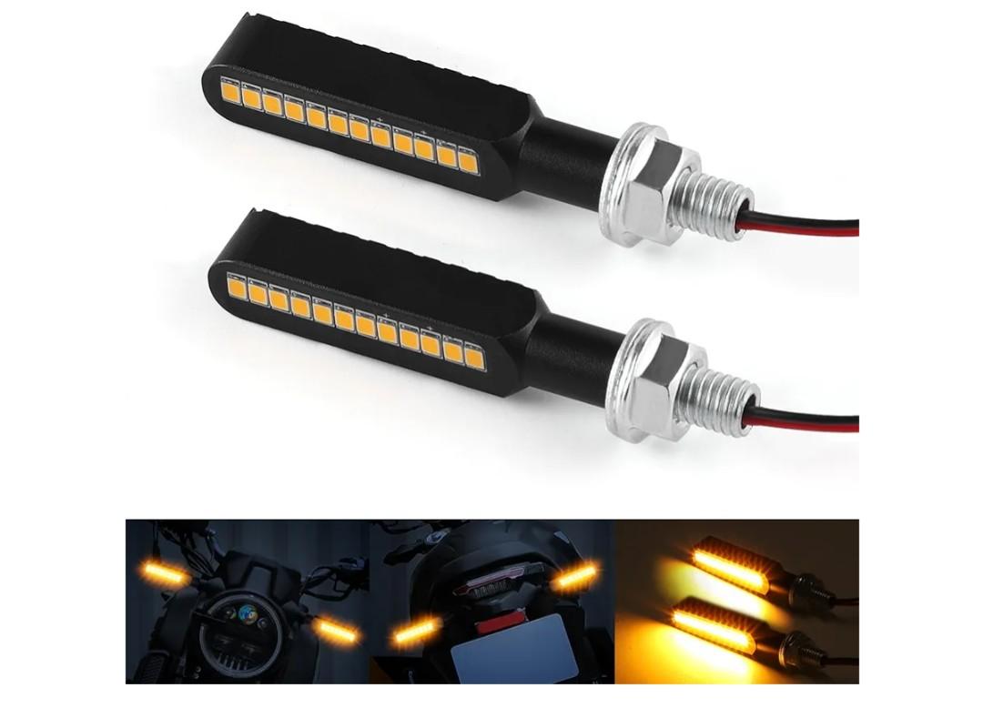 iFunyLED 2PCS Flowing LED Motorcycle Turn Signal Lights, Aluminum Alloy 12V Super Bright Motorbike Front Rear Blinkers Indicators Fit for Harley Honda KTM Kawasaki Suzuki Yamaha - Amber