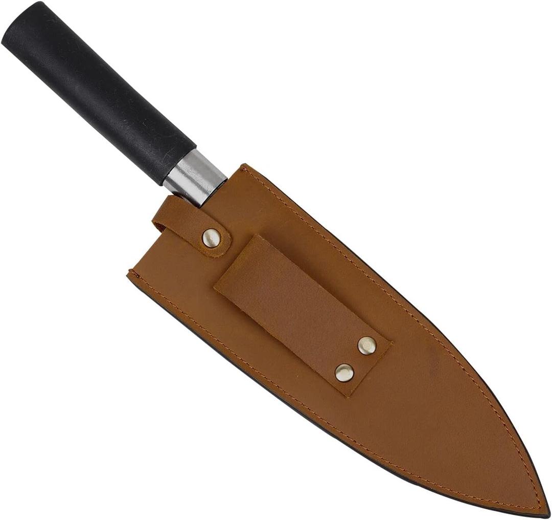 Qchengsan Cowhide Leather Knife Sheath, 8 Inch Chef Knife Guard, Heavy Duty Universal Knife Cover or Sleeves, Chef Meat cleaver sheath with Belt Loop(8.2" Lx2.2 W)