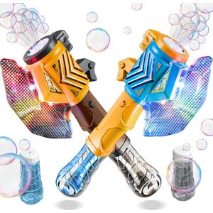 Bubble Wands for Kids - Bubble Guns for Kids Ages 4-8, 2 Pack Automatic Light Up Bubble Machine for Toddlers 1-3, Outdoor Party Birthday Toys for Boys Girls Gift for 3 4 5 6 7 8 Year Old Kid