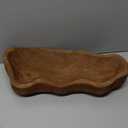 Nuogo 1 Pack 16 Inch Wavy Live Edge Dough Bowl Large Size Wood Rustic Dough Bowl Decorative for DIY Farmhouse Home Supplies Kitchen Decoration(Dark Color) (Brown)