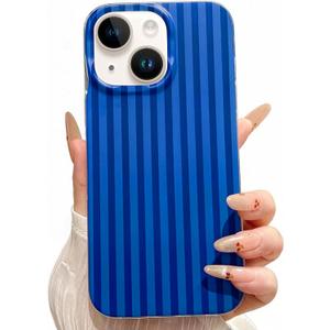 Jmltech for iPhone 15 Case Striped Phone Cases Cute Women Girly Trendy Shockproof Slim Soft TPU and Hard PC Protective Cover Navy Blue