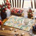 Leaves Placemats,Colourful Graffiti Table Mats Set of 6,12x18 Inch,Waterproof Oil-Proof Washable and Reusable Linen placemats Holiday Party Kitchen Table Decorations