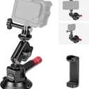 Neewer 3" Suction Cup Camera Mount Bracket with Ball Head Magic Arm, 1/4" ARRI Holes, Quick Release Car Mount with Phone Holder & Action Cam Adapter Compatible with iPhone DJI Insta360, CA104
