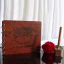 Funeral Guest Book Wooden Guest Books for Memorial Service Celebration of Life in Loving Memory Guest Sign Book Set -Included Table Sign,Pen, Angel Keychain and Thank You Card