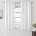 ANRODUO Rod Pocket and Back Tab Pleated Blackout Curtains White Curtains 63 Inches Long 2 Panels, Thermal Insulated Room Darkening Living Room Bedroom Curtain, 42x63 Inches