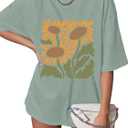 Fashvacation Womens Oversized Workout T Shirts 2025 Summer Athletic Plus Size Tops Trendy Y2K Clothes Short Sleeve Tee (Large)