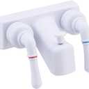 RV Shower Faucet, 4 inch Shower Valve Diverter Replacement, with Classical Dual Handles for RV/Camper/Motorhome Bathroom, White