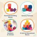B. toys Baby Blocks Stacking & Building Toys for Babies 10 Soft & Educational Blocks Numbers, Shapes, Colors, Animals One Two Squeeze 6+ Months