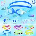 Macarrie 6 Pcs Kids Swim Goggles No Leaking Anti Fog Swimming Goggles for Kids Boys Girls with Nose Clip Earplugs, Age 3-14