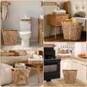 Wicker Storage Basket - 3.5 Gallon Waterproof Trash Can for Bathroom, Bedroom, Office (Beige2)