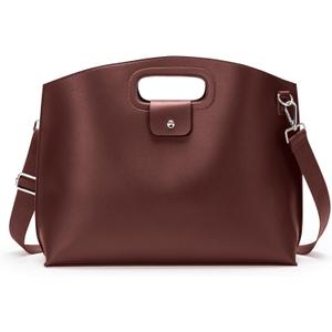 KALIDI Messenger Bag 16 Inch Slim Laptop Vegan Leather Briefcase Crossbody Tote for 15.6" Notebook Business Work Office Bag (Coffee)