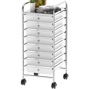 Simple Houseware Utility Cart with 8 Drawers Rolling Storage Art Craft Organizer, Chrome