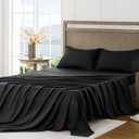 FreshCulture Twin Bed Sheets - Ultra Soft Sheets for Twin Bed - Brushed Microfiber - Deep Pockets - Easy Care - Cooling & Breathable Sheets - Hotel Quality 3 Piece Sheet Set (Black)