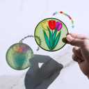 Winlyn 24 Set Spring Flower Suncatchers Ornaments Decorations DIY Window Paint Art Kit for Kids Classroom Activities Party Favors