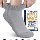 Pembrook Diabetic Ankle Socks for Women and Men - 6 Pairs | Low Cut Neuropathy Socks for Women | Smooth Toe Seams (L)