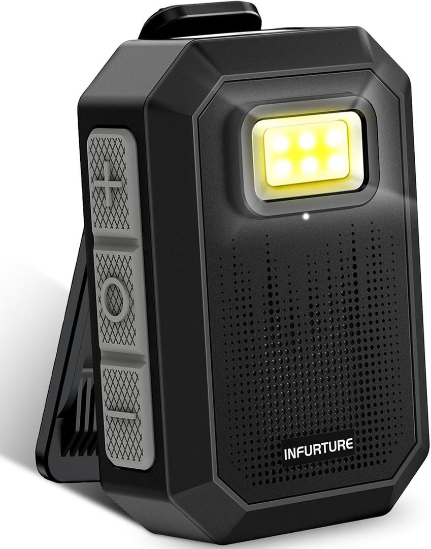 INFURTURE Wearable Bluetooth Speaker IP67 Waterproof Clip on Speaker, Shower Speake/Clean Sound/Stereo Pair/Wireless Running Speakers Built-in Mic/Men Gifts for Garden/Outdoor Work/Dog Walking (Black)