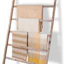SwaaVee Quilt Ladder 6-Tier Towel Rack, Wooden Decorative Blanket Ladder Shelf for Home Decor, Wall Leaning Farmhouse Quilt Display Towel Holder Organizer for Living Room, Bathroom (38" Wide)
