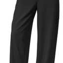 Arach&Cloz 2025 Women's Stretch Wrinkle Free Wide Leg Trousers Casual High Elastic Waisted Loose Palazzo Pants with Pockets (Black, L)