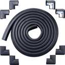 Foam Corner Protector for The Fireplace Hearths Edge and Corner Guard, with Retardant Materials Foam Safety Bumpers Baby Proofing (Black)