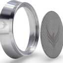 KNODOS 54mm Espresso Dosing Funnel and Puck Screen Set Magnetic Coffee Dosing Ring And Filter for Portafilters Compatible with 54 mm Breville Portafilter Basket Premium Espresso Machine Accessories (Silver)