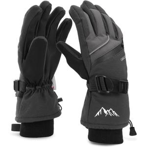 Ski Gloves for Men Women - Winter Snow Windproof Waterproof Skiing Snowboarding for Cold Weather Warm (Large, Black)