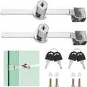 2 Pack Sliding Glass Door with Key,Ratchet Lock with Chrome Finish,Display Case Locks Showcase Lock,Security Showcase Display Door Lock with Key,Cabinet Doors Lock,Keyed Alike