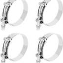 2.5 Inch Stainless Steel 304 T-Bolt Hose Clamps, 63-71mm Adjustable T-bolt Pipe Clamp for Exhaust System Turbo Intake Fuel Line, Radiator Hose Clamps for 2.5 inch Hose ID- Pack of 4