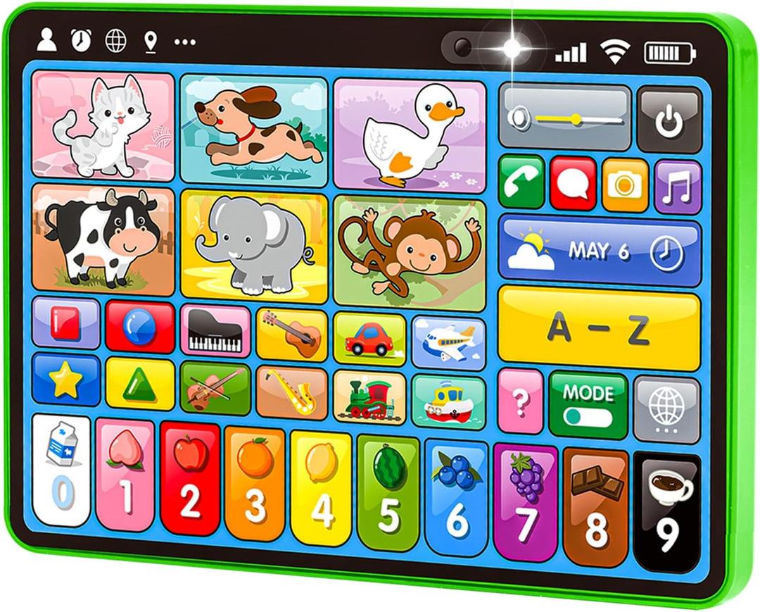 Learning Tablet for Toddlers 1-3 Trilingual Learning Toys with Sounds & Speech Therapy, Montessori Educational Toys for 1 Year Old Boy Girl, Baby Musical Toys 12-18 Months Toddler Toys Age 1-2-3 Gifts