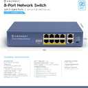 Amcrest 8-Port POE Switch Power Over Ethernet POE+ Switch with Metal Housing, 8-Ports POE+ 802.3at 96w + 2-Port Uplink (AMPS9E8P-AT-96)